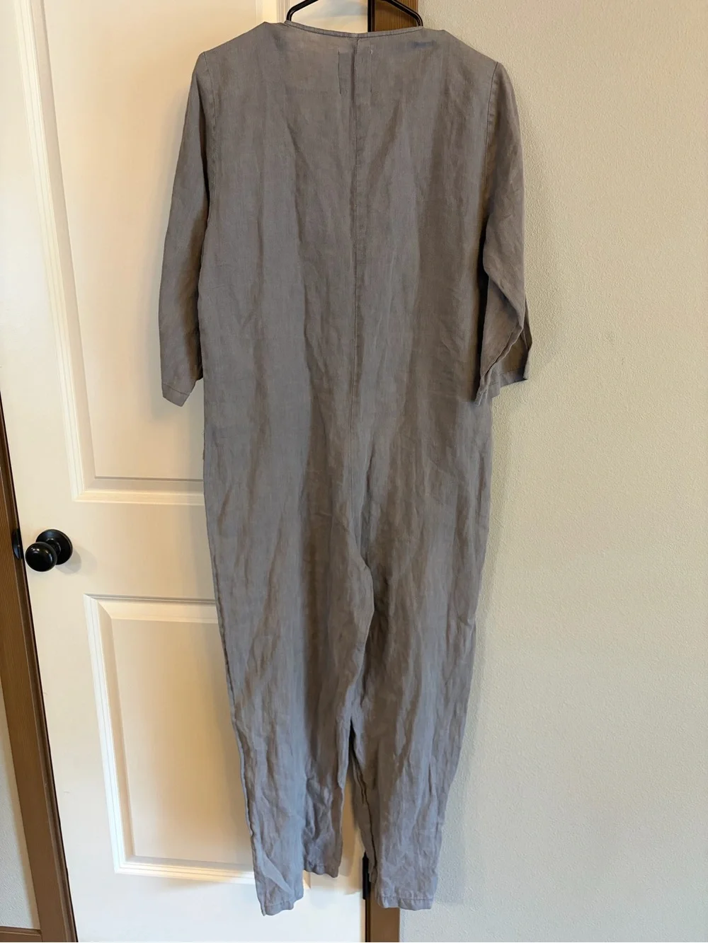 NWOT Zara Women’s 100% Linen Button Front Grey Minimalist Jumpsuit Medium